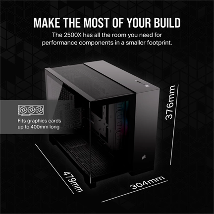 CORSAIR 2500X Tempered Glass Black RGB iCue