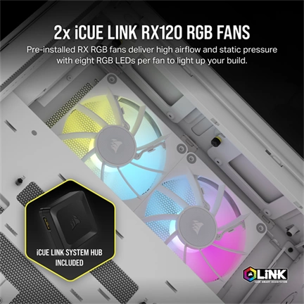 CORSAIR 2500X Tempered Glass White RGB iCue
