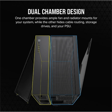 CORSAIR 6500D Tempered Glass Dual-Chamber - Black