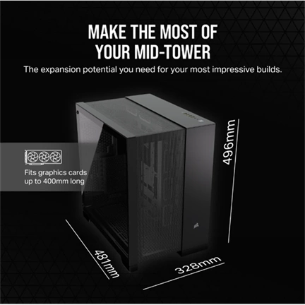 CORSAIR 6500D Tempered Glass Dual-Chamber - Black