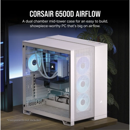 CORSAIR 6500D Tempered Glass Dual-Chamber - White