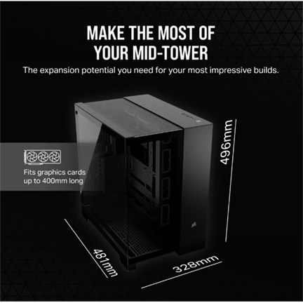 CORSAIR 6500X Tempered Glass Dual-Chamber - Black