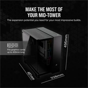 CORSAIR 6500X Tempered Glass Dual-Chamber - Black RGB iCue