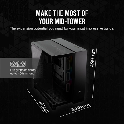 CORSAIR 6500X Tempered Glass Dual-Chamber - Black RGB iCue