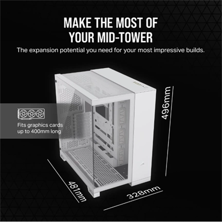 CORSAIR 6500X Tempered Glass Dual-Chamber - White