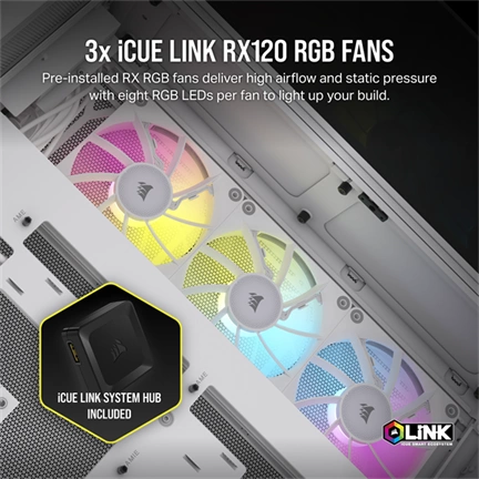 CORSAIR 6500X Tempered Glass Dual-Chamber - White RGB iCue