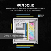 CORSAIR 6500X Tempered Glass Dual-Chamber - White RGB iCue