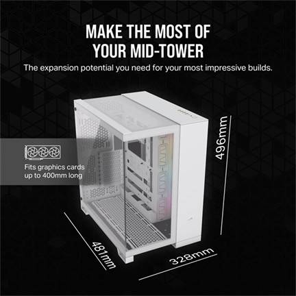 CORSAIR 6500X Tempered Glass Dual-Chamber - White RGB iCue