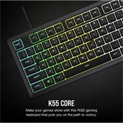 CORSAIR K55 CORE RGB Gamer Billentyűzet, fekete