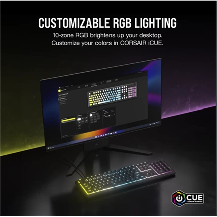 CORSAIR K55 CORE RGB Gamer Billentyűzet, fekete