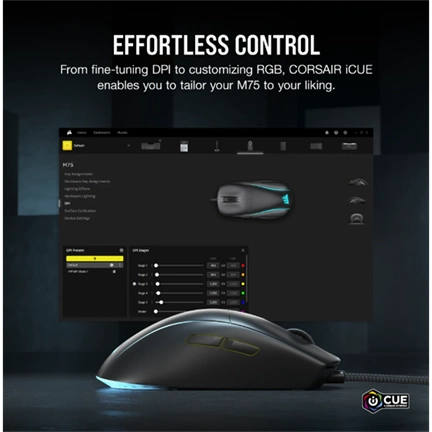 CORSAIR M75 vezetékes egér, fekete