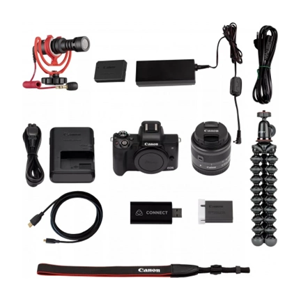 Canon EOS M50 Mark II + EF-M 15-45mm f/3.5-6.3 IS STM Premium Live Stream kit (fekete)