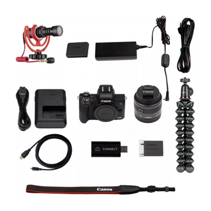 Canon EOS M50 Mark II + EF-M 15-45mm f/3.5-6.3 IS STM Premium Live Stream kit (fekete) Canon EOS M50 Mark II + EF-M 15-45mm f/3.5-6.3 IS STM Premium Live Stream kit (fekete)