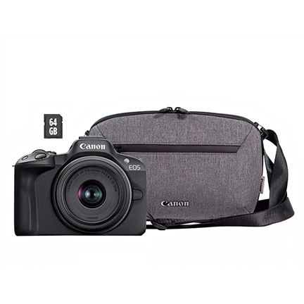 Canon EOS R100 fényképezőgép RF-S 18-45MM objektívvel + táska + SD kártya (Travel Kit) Canon EOS R100 fényképezőgép RF-S 18-45MM objektívvel + táska + SD kártya (Travel Kit)