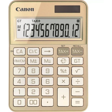 Canon KS-125KB számológép, napelemes + elemes, arany