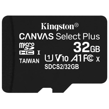 Card Micro SDHC Kingston 32GB Canvas Select Plus 100R A1 C10 + Adapter