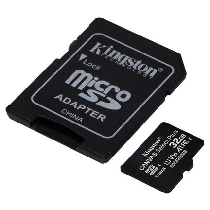 Card Micro SDHC Kingston 32GB Canvas Select Plus 100R A1 C10 + Adapter