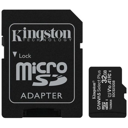 Card Micro SDHC Kingston 32GB Canvas Select Plus 100R A1 C10 + Adapter