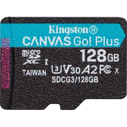 Card Micro SDXC Kingston 128GB Canvas Go Plus 170R A2 U3 V30 + Adapter