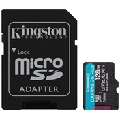 Card Micro SDXC Kingston 128GB Canvas Go Plus 170R A2 U3 V30 + Adapter