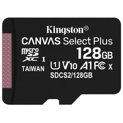 Card Micro SDXC Kingston 128GB Canvas Select Plus 100R A1 C10 + Adapter