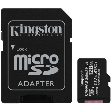 Card Micro SDXC Kingston 128GB Canvas Select Plus 100R A1 C10 + Adapter