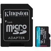 Card Micro SDXC Kingston 256GB Canvas Go Plus 170R A2 U3 V30 + Adapter