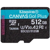 Card Micro SDXC Kingston 512GB Canvas Go Plus 170R A2 U3 V30 + Adapter