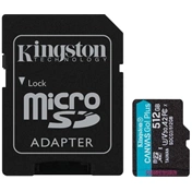 Card Micro SDXC Kingston 512GB Canvas Go Plus 170R A2 U3 V30 + Adapter