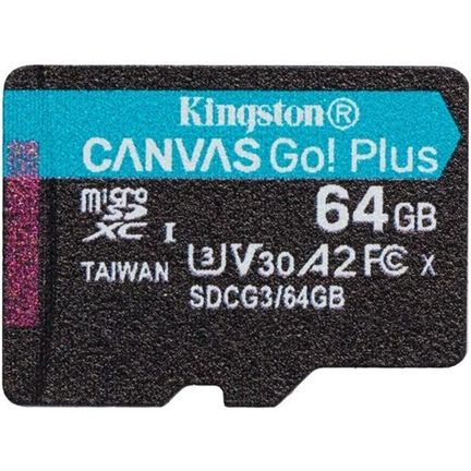 Card Micro SDXC Kingston 64GB Canvas Go Plus 170R A2 U3 V30 + Adapter