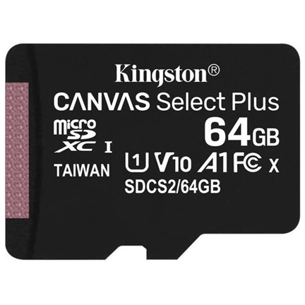 Card Micro SDXC Kingston 64GB  Canvas Select Plus 100R A1 C10 + Adapter