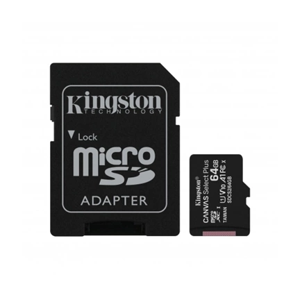 Card Micro SDXC Kingston 64GB Canvas Select Plus 100R A1 C10 Adapter nélkül