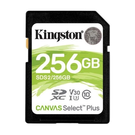 Card SDXC Kingston 256GB Canvas Select Plus 100R C10 UHS-I U3 V30