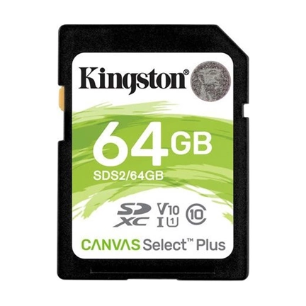 Card SDXC Kingston 64GB Canvas Select Plus 100R C10 UHS-I U1 V10