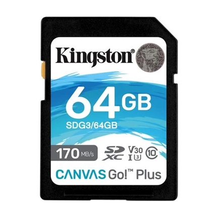 Card SDXC Kingston Canvas Go Plus 64GB 170R C10 UHS-I U3 V30