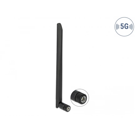 DELOCK 5G 3,4-3,8 GHz antenna SMA apa 5dBi 20cm hosszú kétirányú billenő csatlakozással hajlékony fekete anyaggal DELOCK 5G 3,4-3,8 GHz antenna SMA apa 5dBi 20cm hosszú kétirányú billenő csatlakozással hajlékony fekete anyaggal