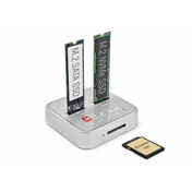 DELOCK Dokkolóállomás 1x M.2 NVMe SSD + 1x M.2 SATA SSD + SD Express (SD 7.1)