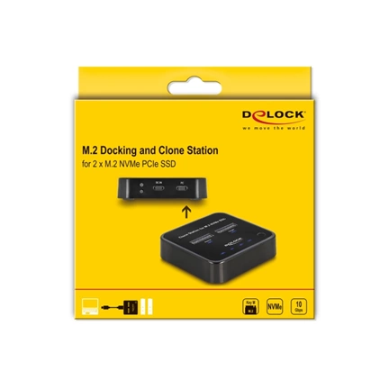 DELOCK Dokkolóállomás 2db. M.2 NVMe PCIe SSD-hez klón funkcióval