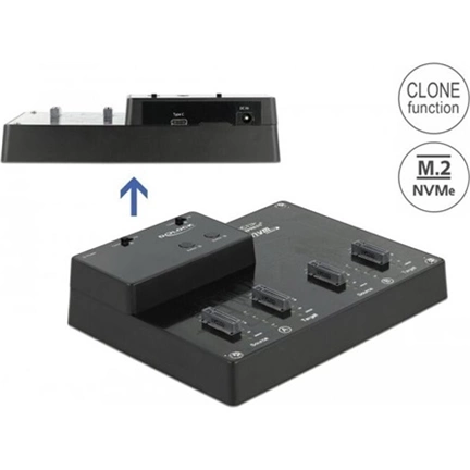 DELOCK Dokkolóállomás 4db. M.2 NVMe PCIe SSD-hez klón funkcióval