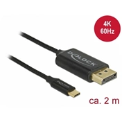 DELOCK USB Type-C koax kábel DisplayPort-hoz (DP Alt Mode) 4K 60 Hz 2 m (83710)