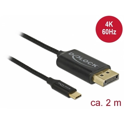 DELOCK USB Type-C koax kábel DisplayPort-hoz (DP Alt Mode) 4K 60 Hz 2 m (83710)