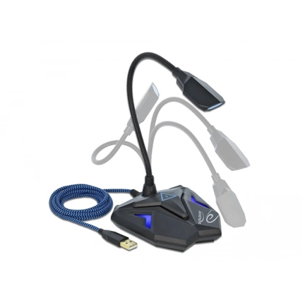 DELOCK USB csatlakozású asztali hattyúnyak mikrofon játékhoz némító gombbal