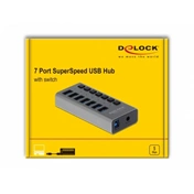 DELOCK külső SuperSpeed USB hub 7 bemenettel és kapcsolóval