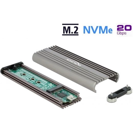DELOCK külső ház M.2 NVMe PCIe SSD-hez USB 3.2 Gen 2x2 Type-C 20Gb/s szerszám nélküli DELOCK külső ház M.2 NVMe PCIe SSD-hez USB 3.2 Gen 2x2 Type-C 20Gb/s szerszám nélküli