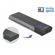 DELOCK külső ház M.2 NVMe PCIe vagy SATA SSD-hez USB 3.2 Gen 2 Type-C 10Gb/s szerszám nélküli