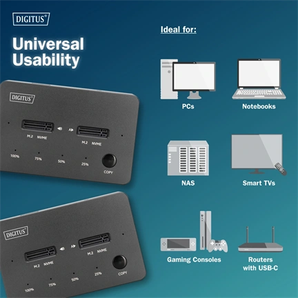 DIGITUS DA-71545 Dual M.2 NVMe SSD dokkoló állomás USB-C Gen2