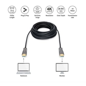 DIGITUS UHD 4K 3D 120Hz aranyozott 2.0b AOC optikai HDMI kábel 15m