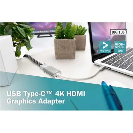 DIGITUS fémházas USB 3.0 Type C - HDMI (4K@30Hz) adapter