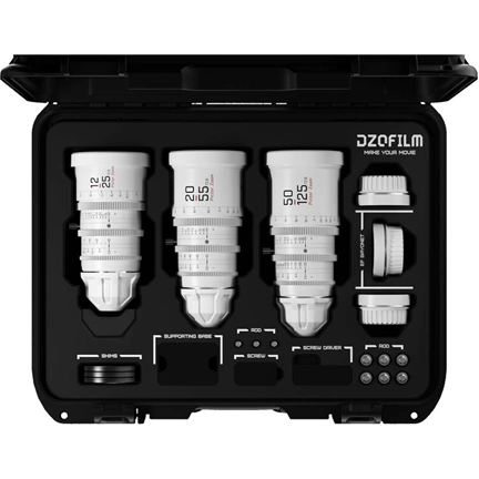 DZOFILM Pictor Zoom 3-lens kit koferrel (12-25/20-55/50-125 T2.8) fehér PL