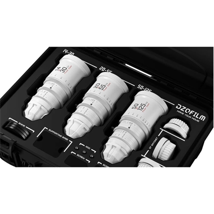 DZOFILM Pictor Zoom 3-lens kit koferrel (14-30/20-55/50-125 T2.8) fehér PL